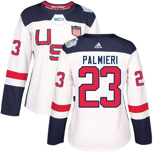 Team USA #23 Kyle Palmieri White 2016 World Cup Women's Stitched NHL Jersey - Click Image to Close